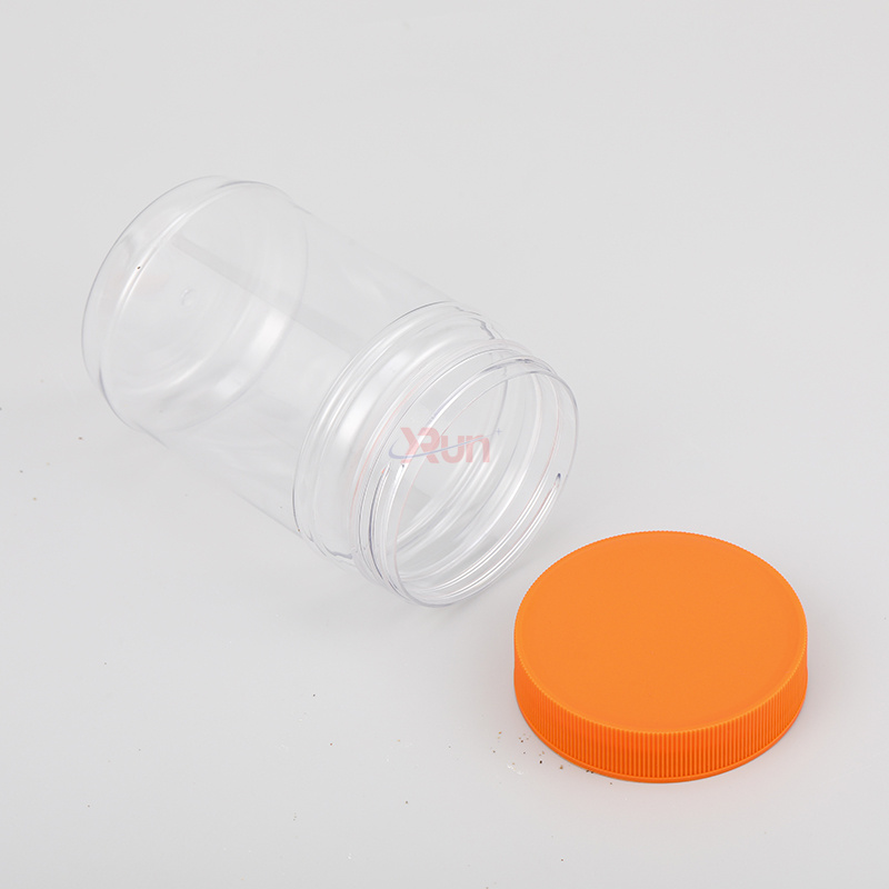 We supply Empty honey jars in the form of a crystal-clear plastic transparent jar, ready for your custom screw caps and induction liners.